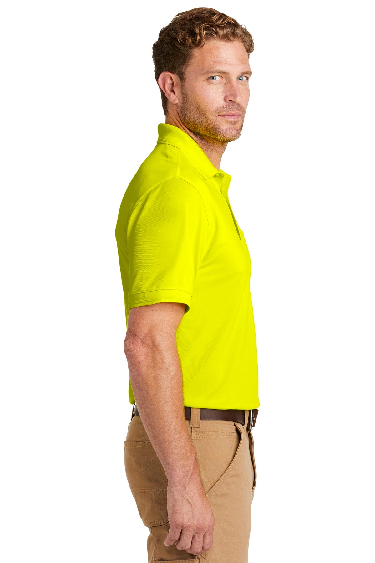 Safety Yellow CornerStone Industrial Snag-Proof Pique Pocket Polo. CS4020P