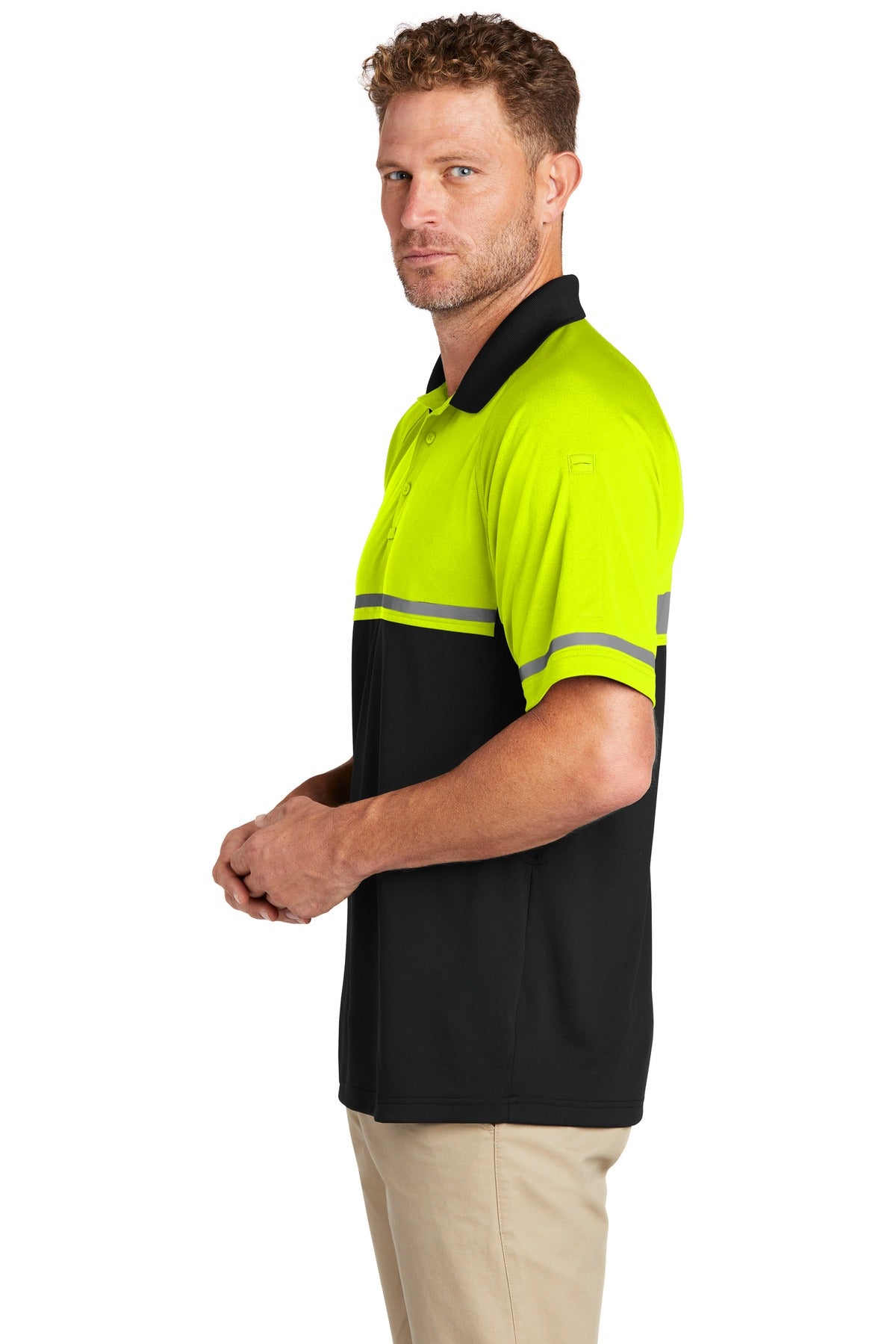 Safety Ylw/Blk CornerStone Select Lightweight Snag-Proof Enhanced Visibility Polo CS423