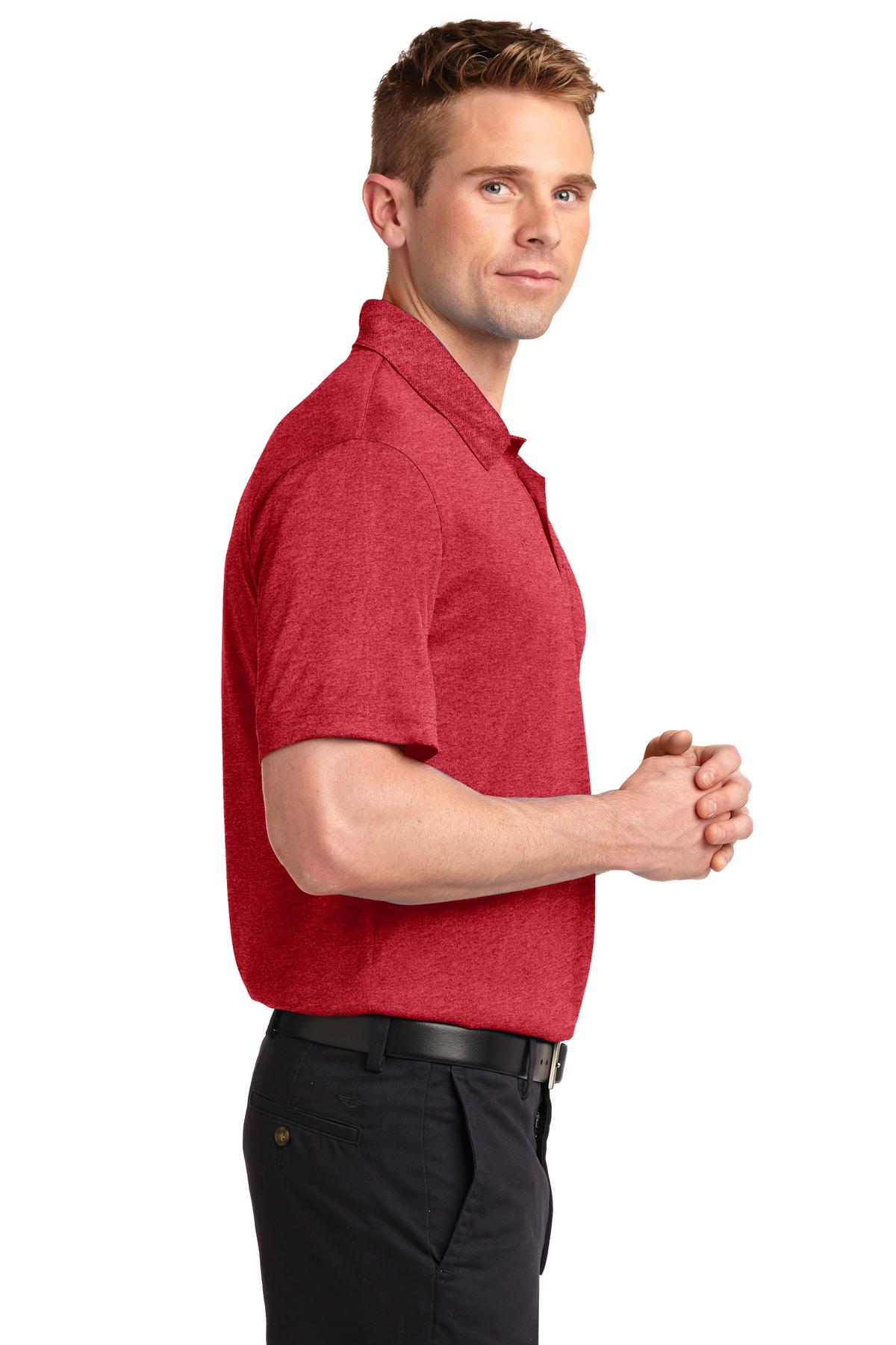 Scarlet Hthr Sport-Tek Heather Contender Polo. ST660