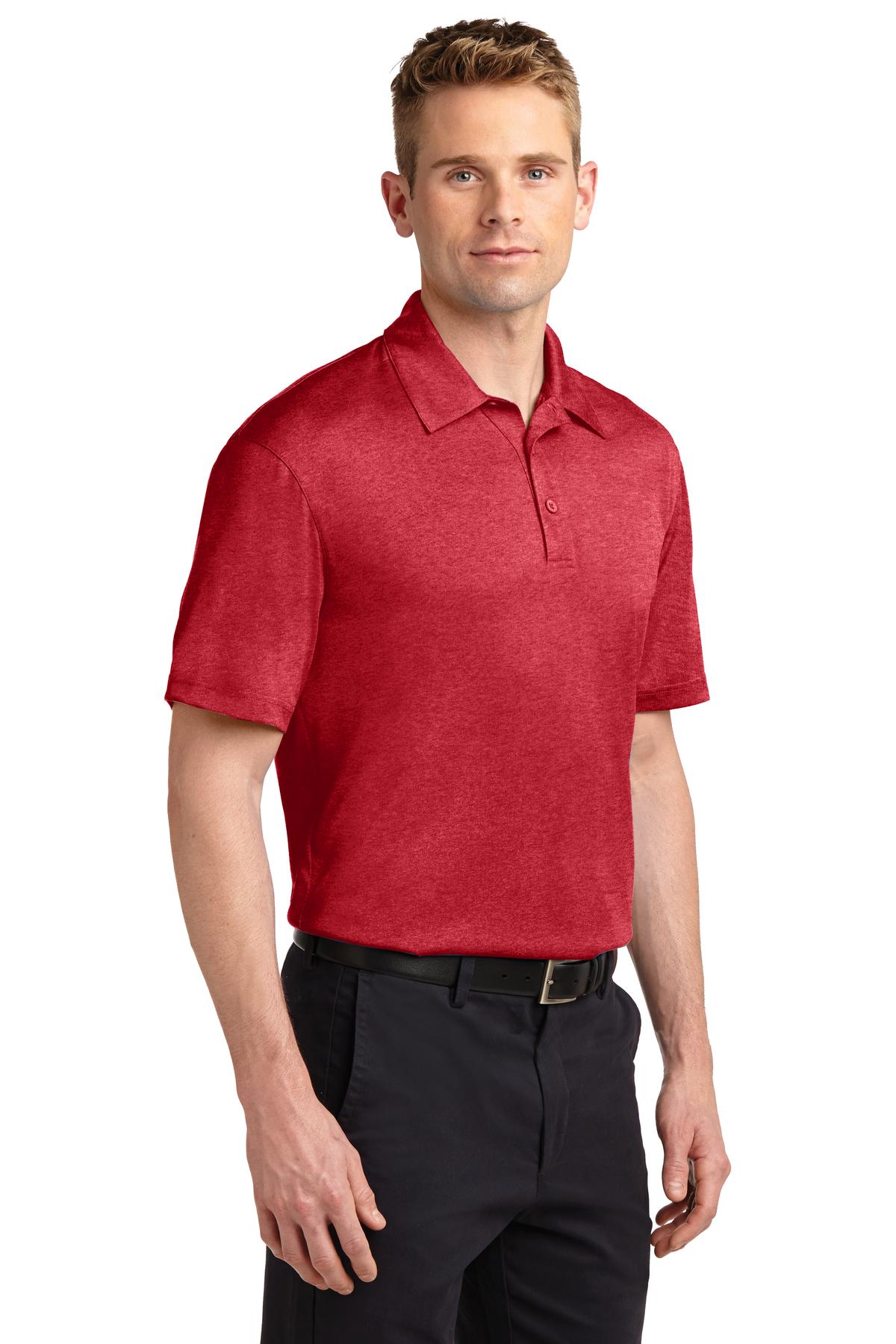 Scarlet Hthr Sport-Tek Heather Contender Polo. ST660