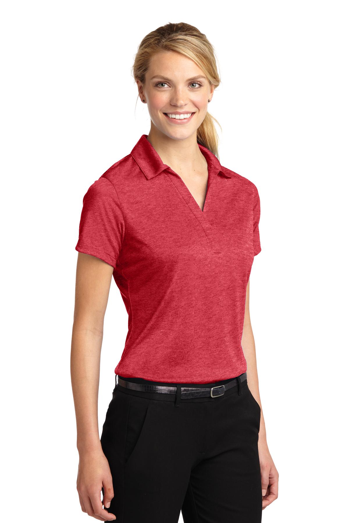 Scarlet Hthr Sport-Tek Women's Heather Contender Polo. LST660