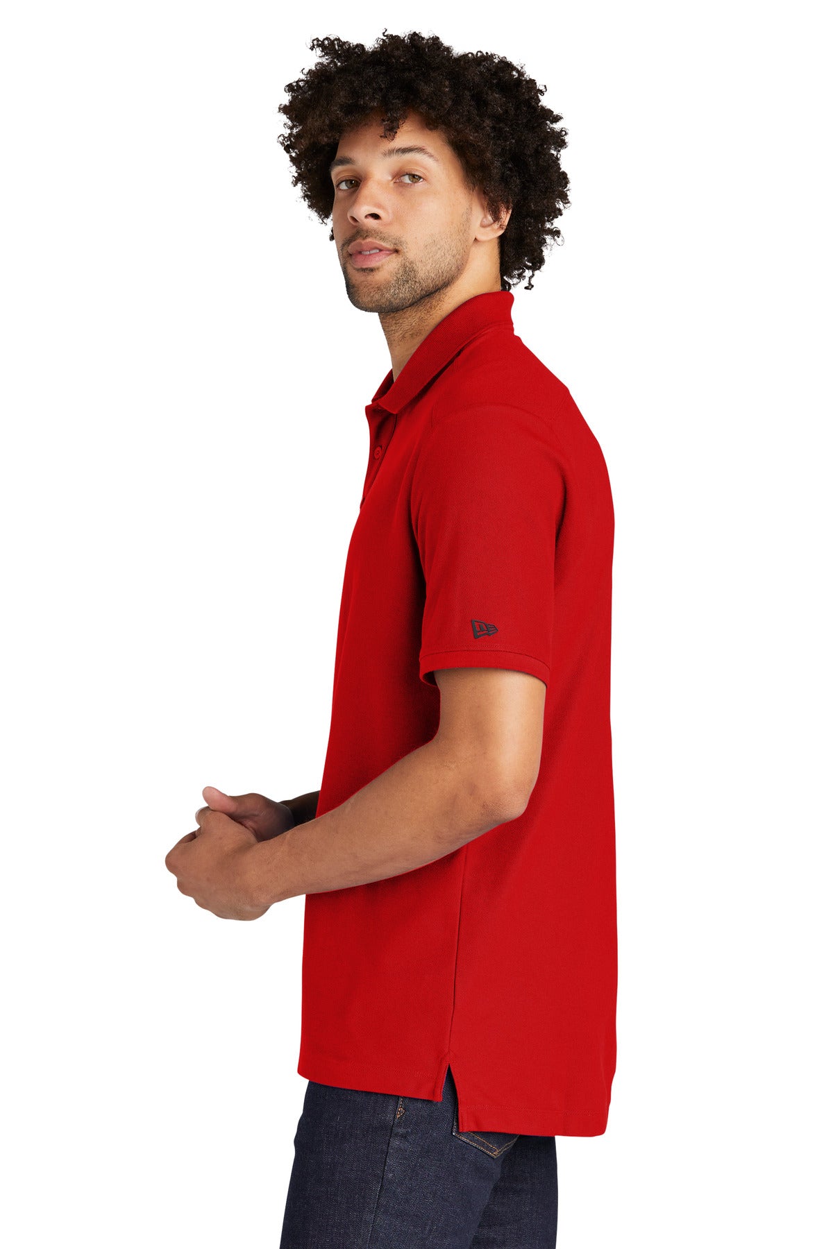 Scarlet New Era Venue Home Plate Polo. NEA300