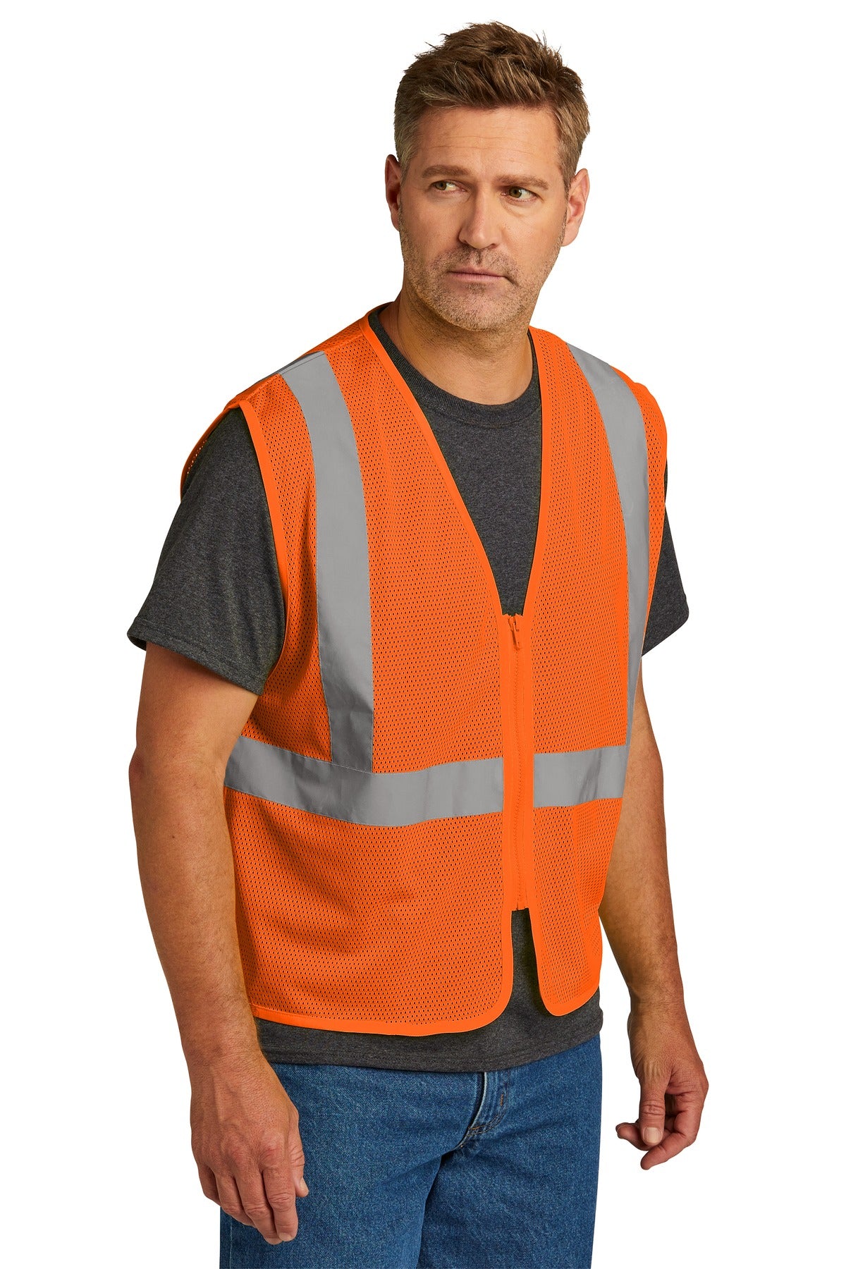 SftyOrg CornerStone ANSI 107 Class 2 Economy Mesh Zippered Vest. CSV101