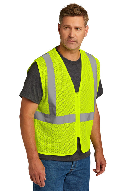 SftyYellow CornerStone ANSI 107 Class 2 Economy Mesh Zippered Vest. CSV101