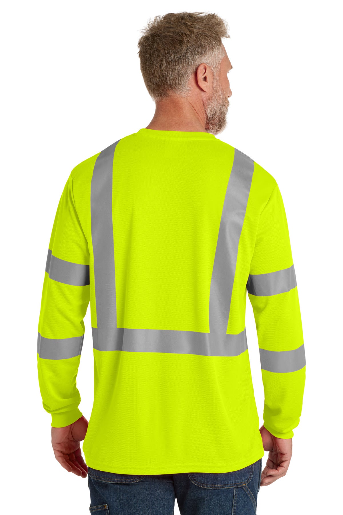 SftyYellow CornerStone ANSI 107 Class 3 Mesh Long Sleeve Tee. CS203