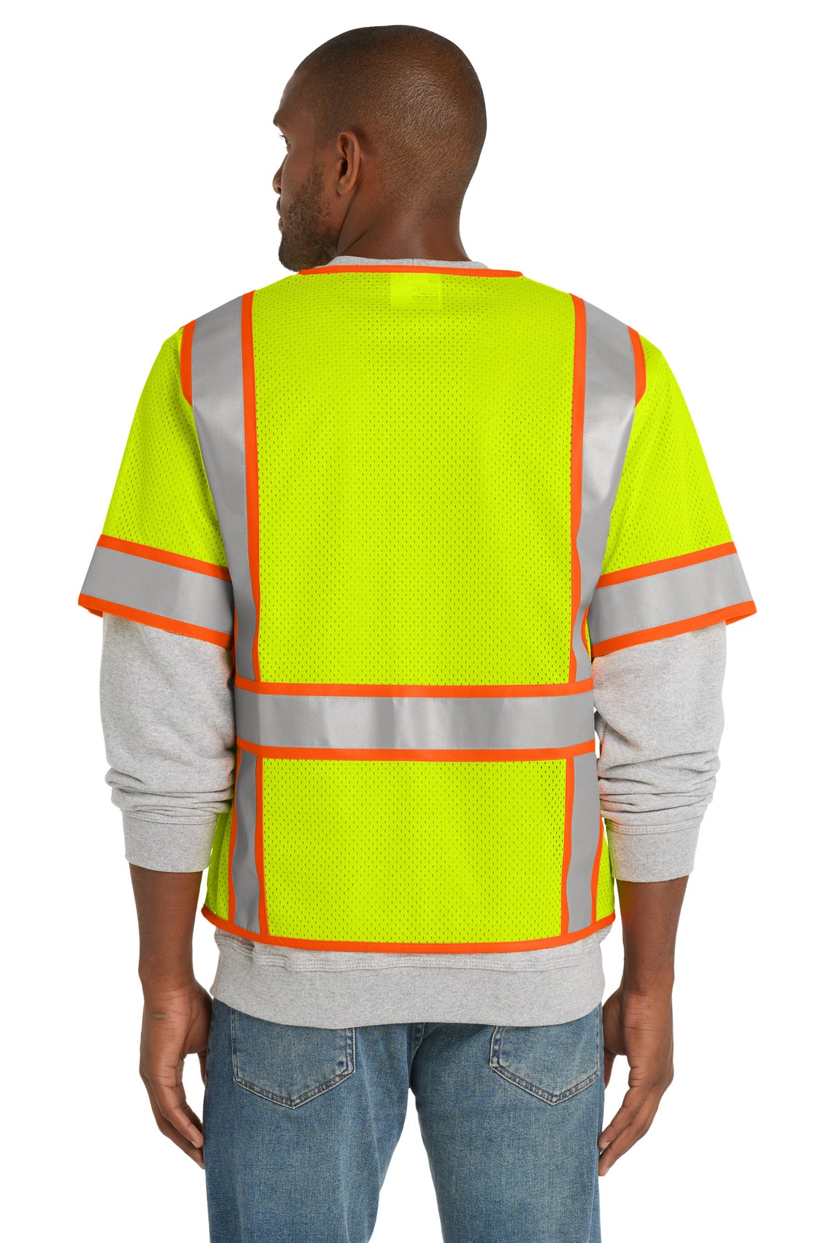SftyYellow CornerStone ANSI 107 Class 3 Surveyor Mesh Zippered Two-Tone Short Sleeve Vest. CSV106
