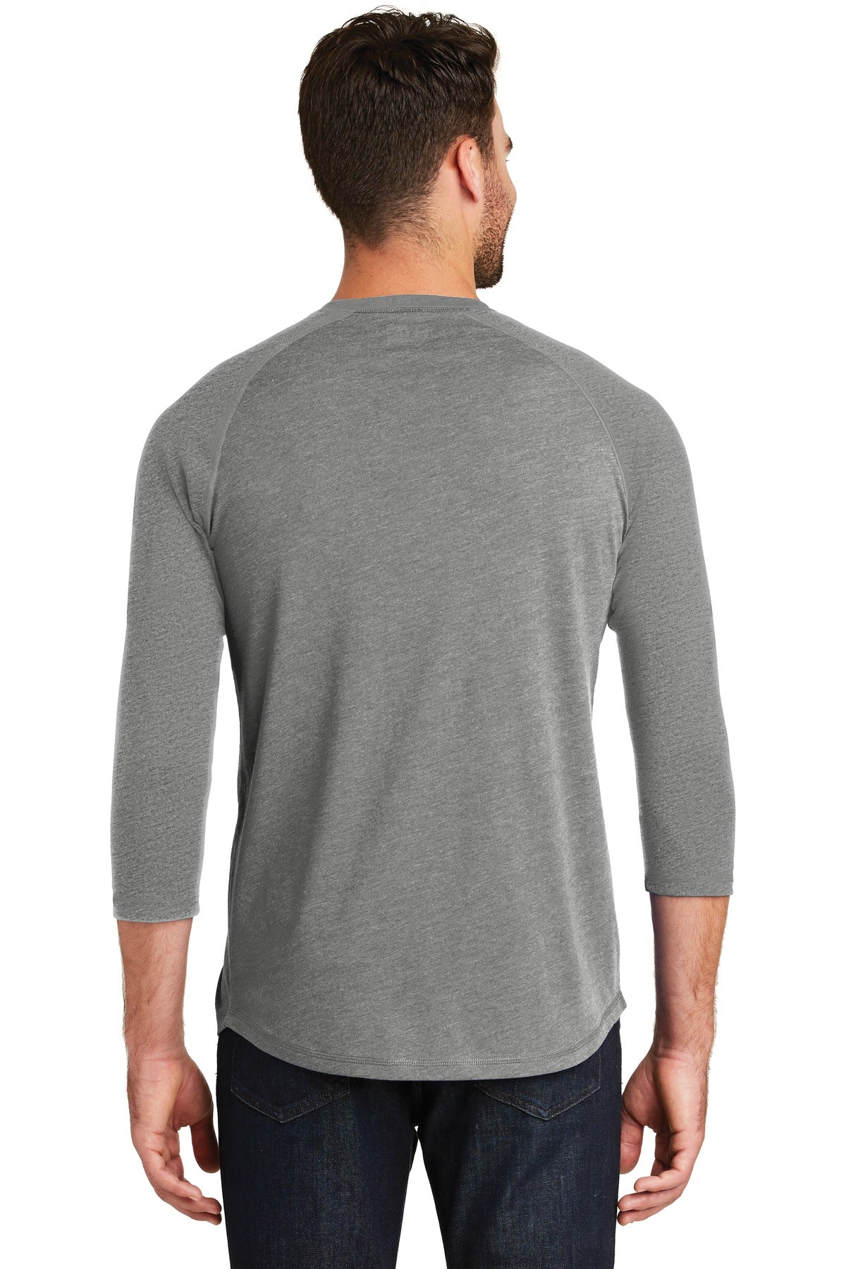 Shadow Grey He New Era Heritage Blend 3/4-Sleeve Baseball Raglan Tee. NEA104