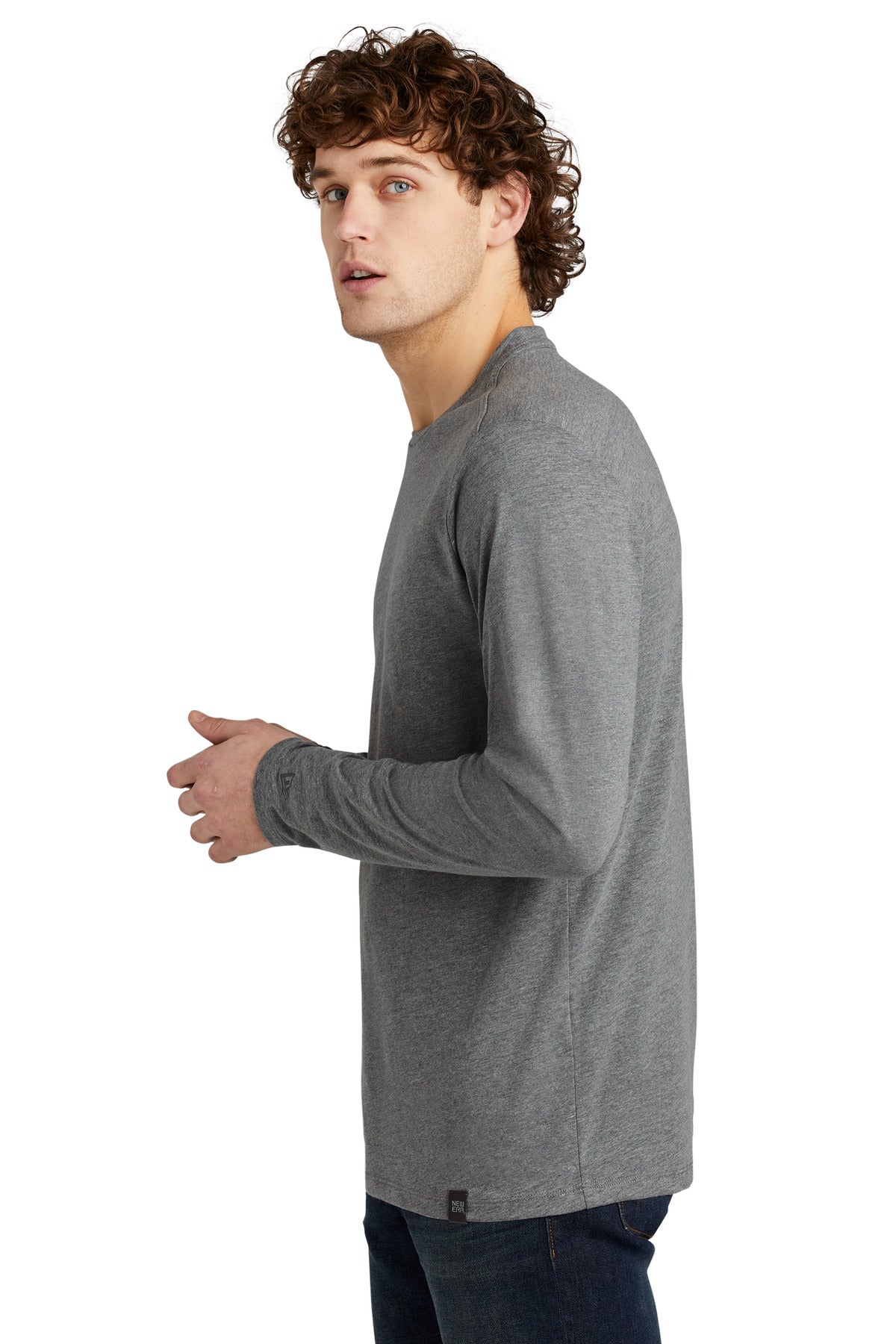 Shadow Grey He New Era Heritage Blend Long Sleeve Crew Tee. NEA102