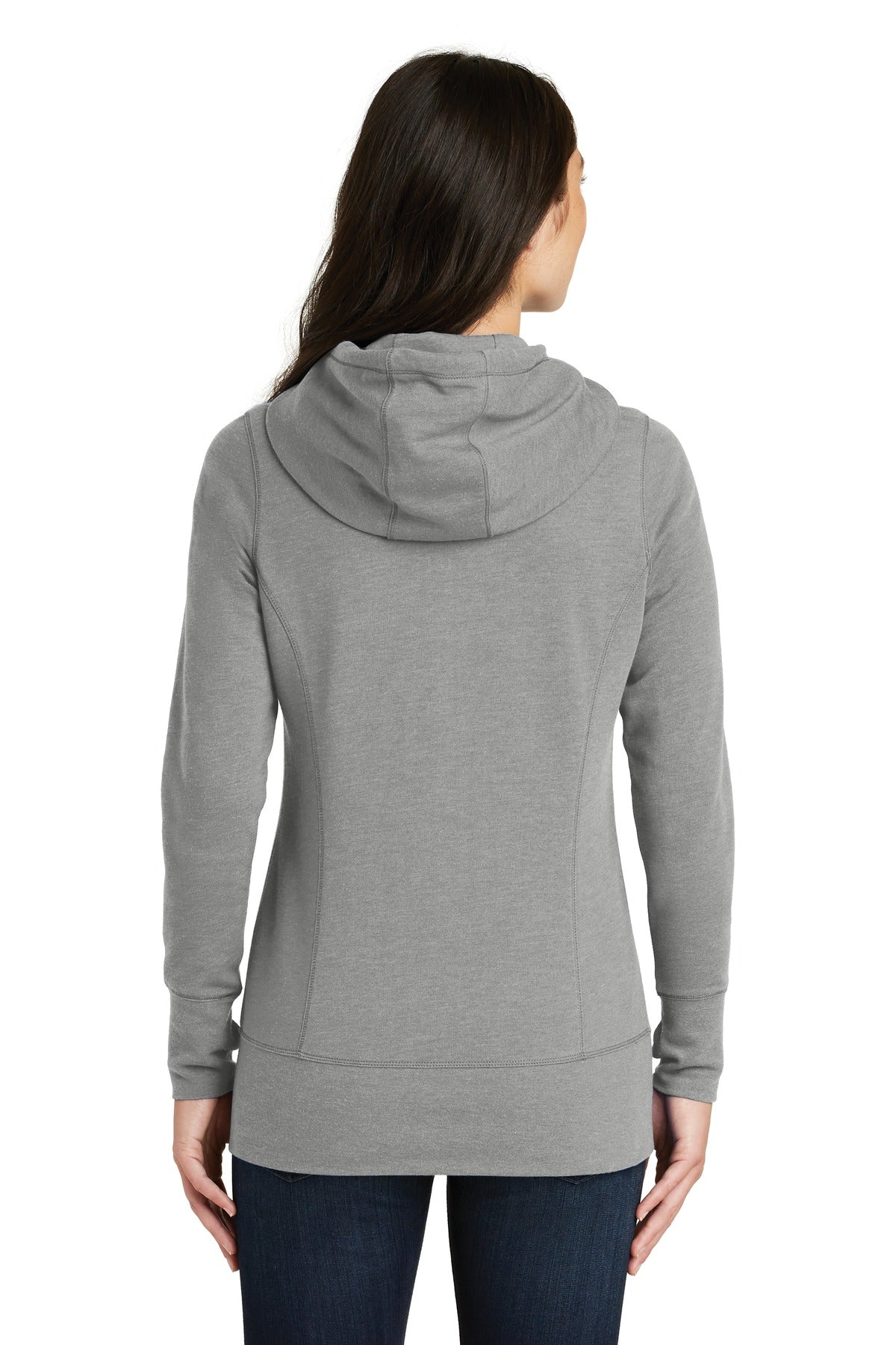 Shadow Grey He New Era Women's Tri-Blend Fleece Full-Zip Hoodie. LNEA511