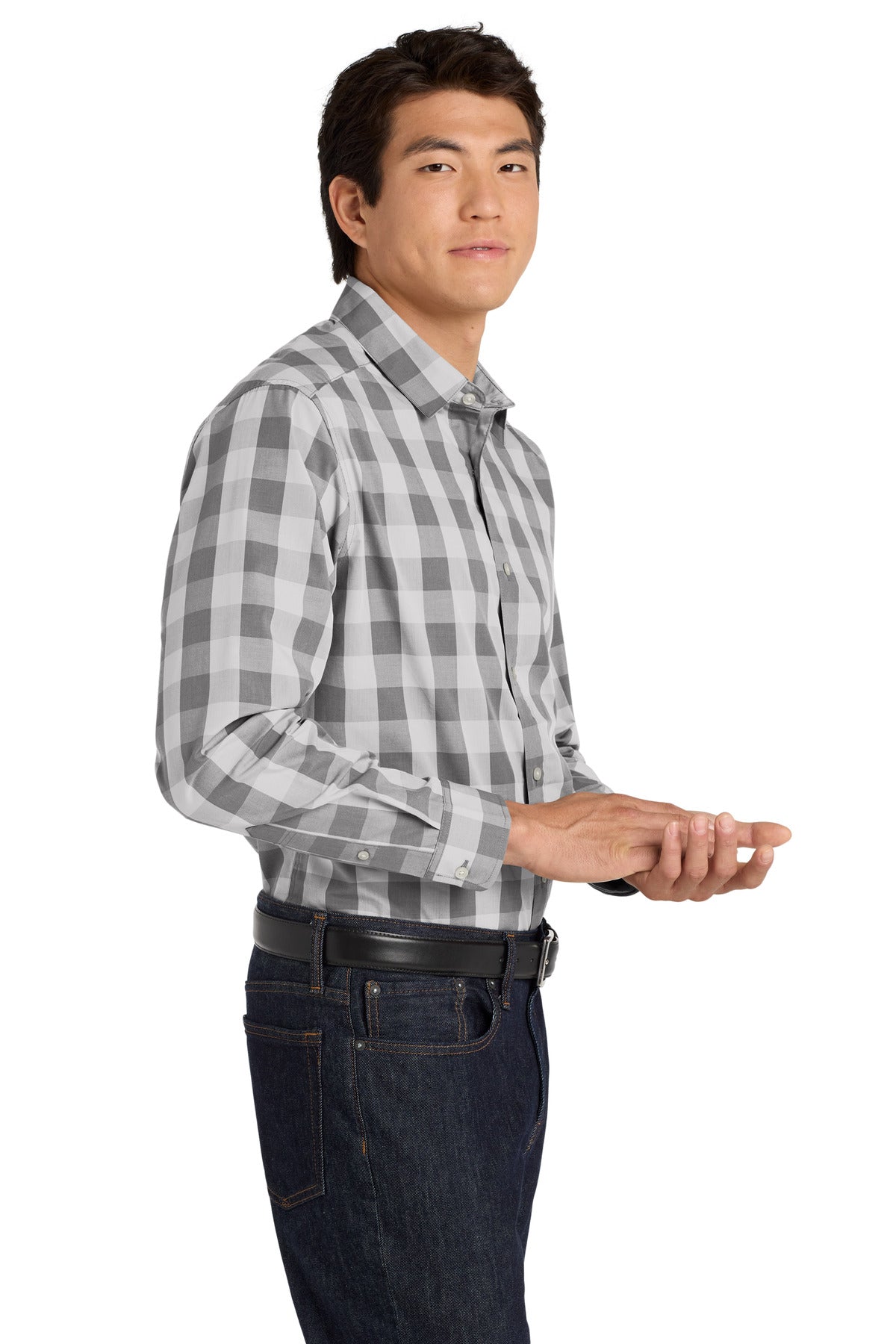 Shadow Grey Port Authority Everyday Plaid Shirt. W670