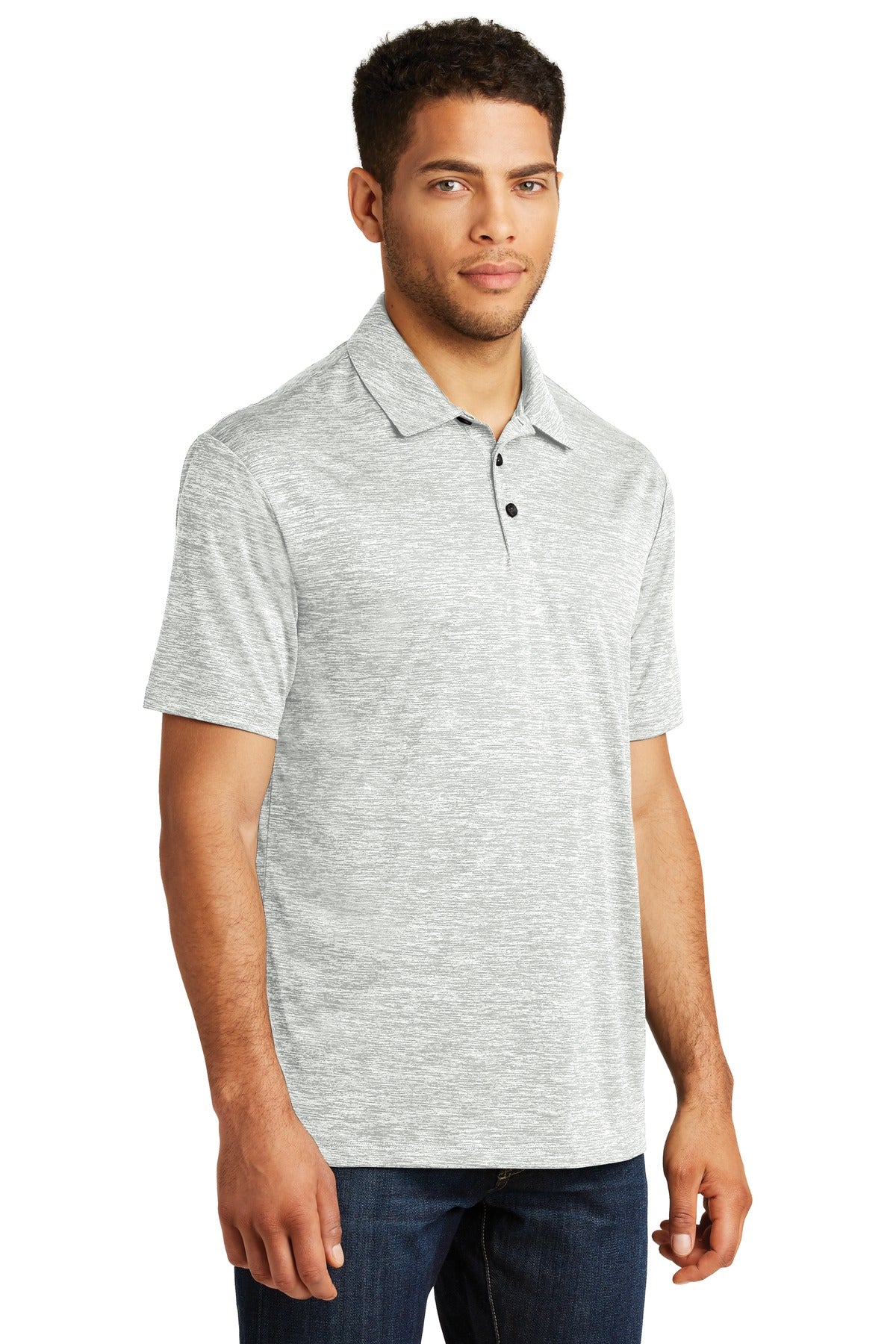 Silver Electrc Sport-Tek PosiCharge Electric Heather Polo. ST590