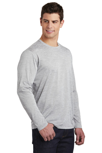 Silver Electrc Sport-Tek PosiCharge Long Sleeve Electric Heather Tee. ST390LS