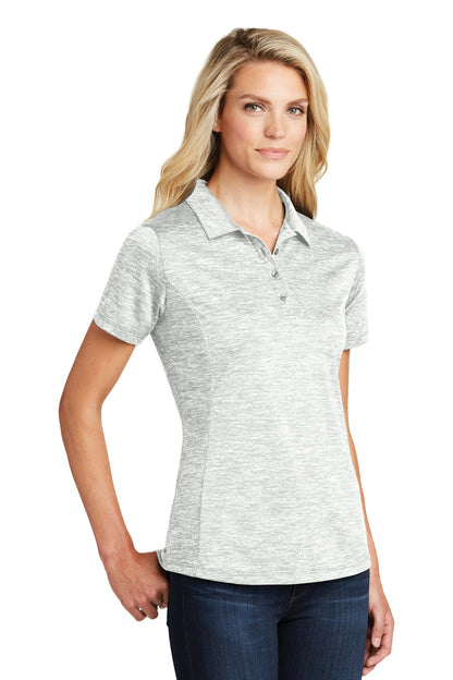 Silver Electrc Sport-Tek Women's PosiCharge Electric Heather Polo. LST590
