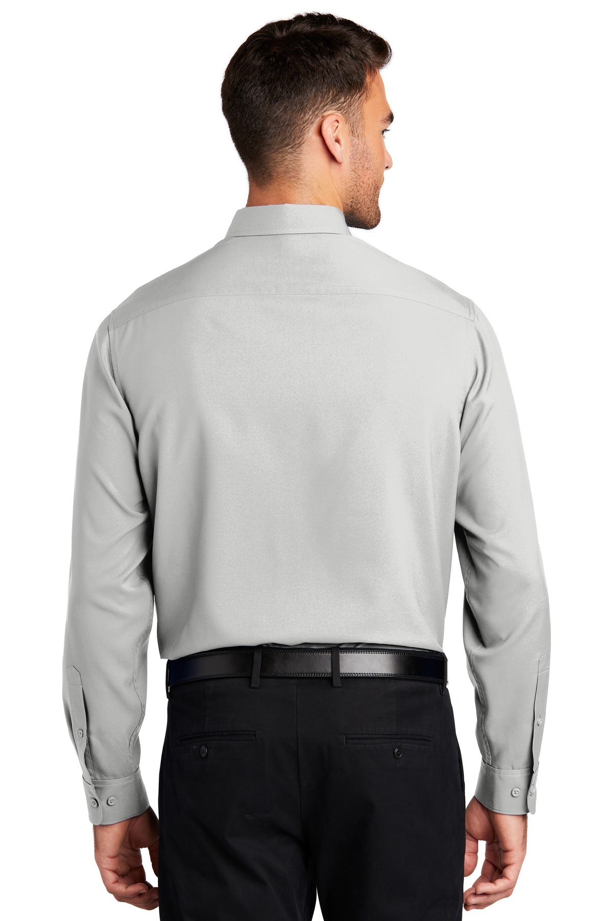 Silver Port Authority Long Sleeve Performance Staff Shirt W401