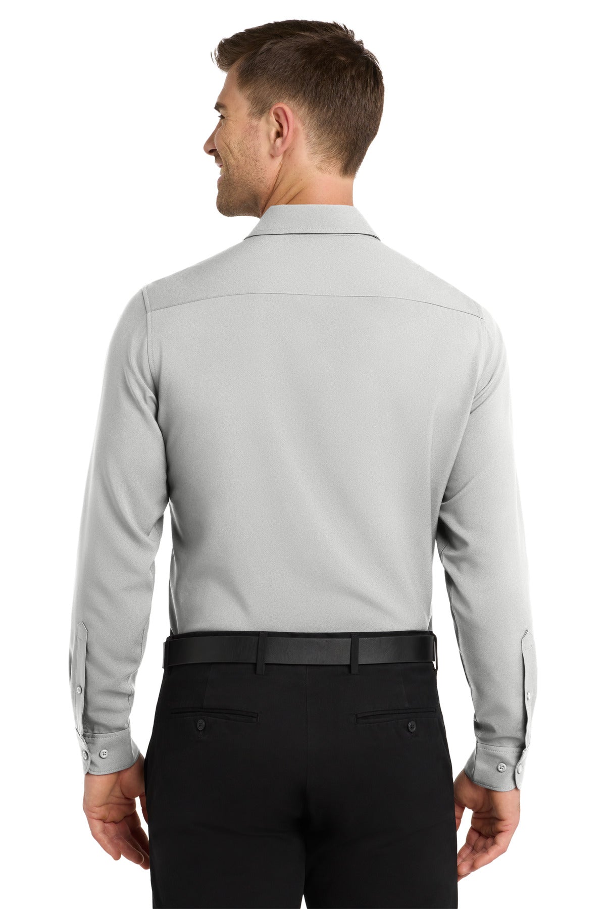 Silver Port Authority Long Sleeve Performance Staff Shirt W401