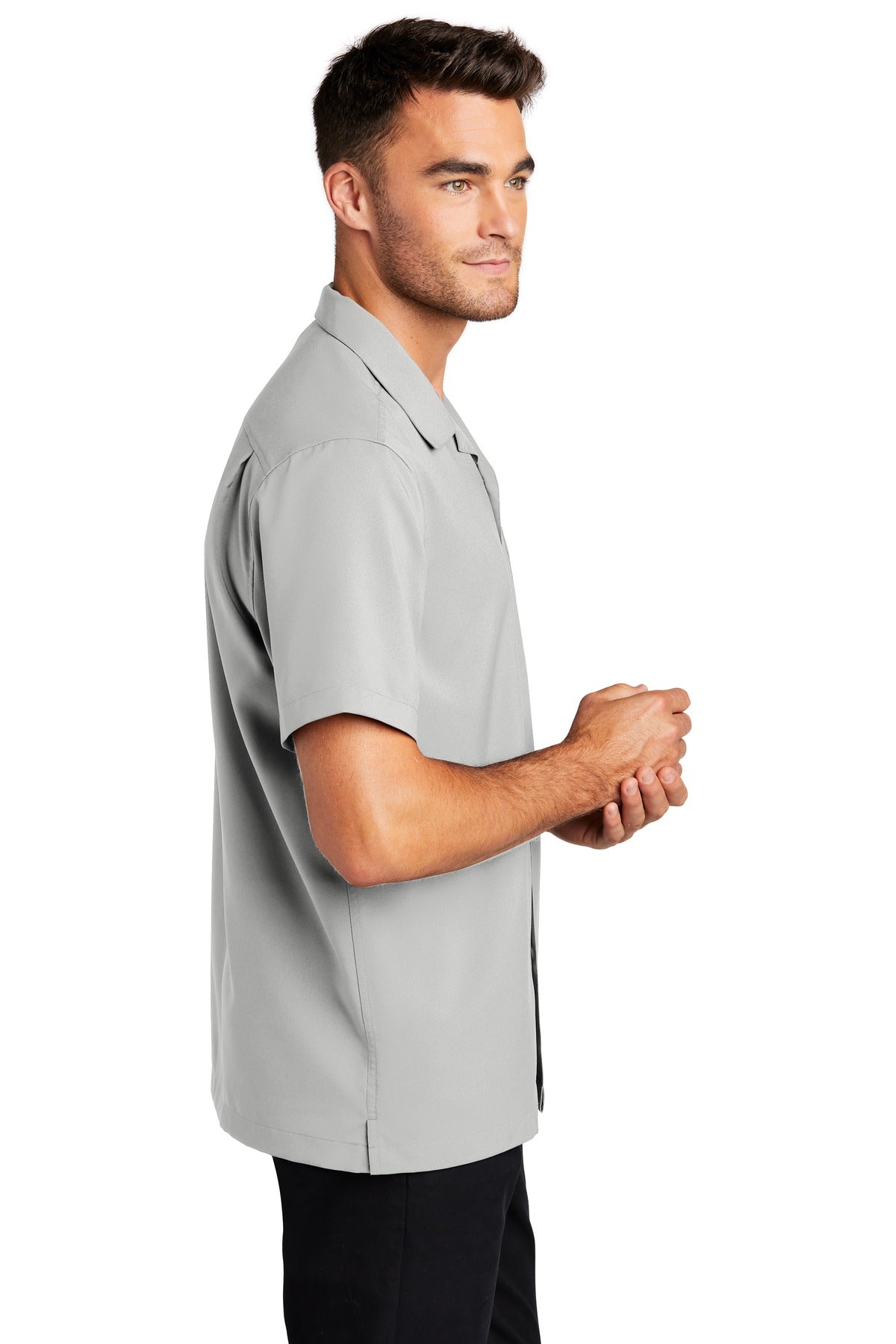 Silver Port Authority Short Sleeve Performance Staff Shirt W400