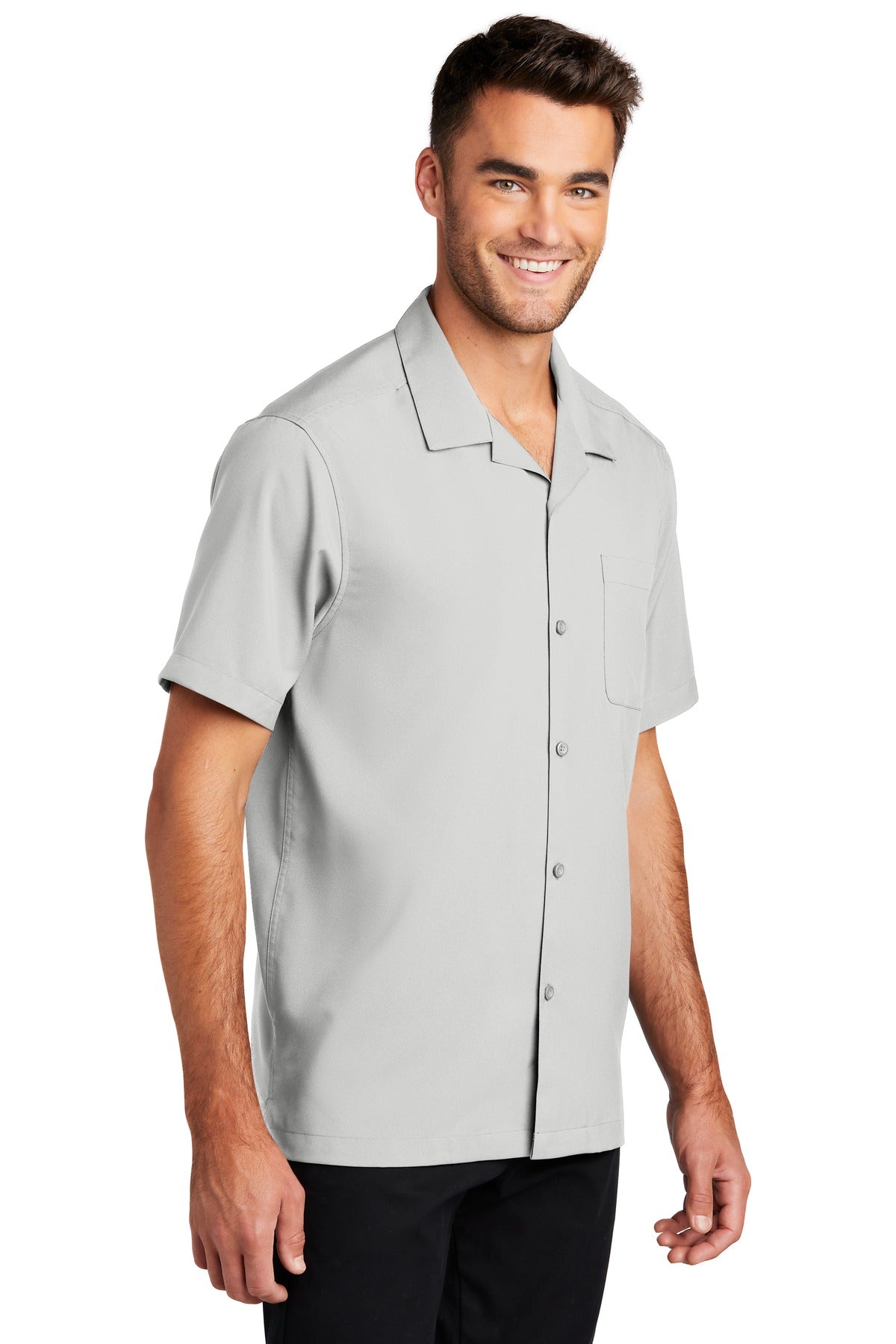 Silver Port Authority Short Sleeve Performance Staff Shirt W400