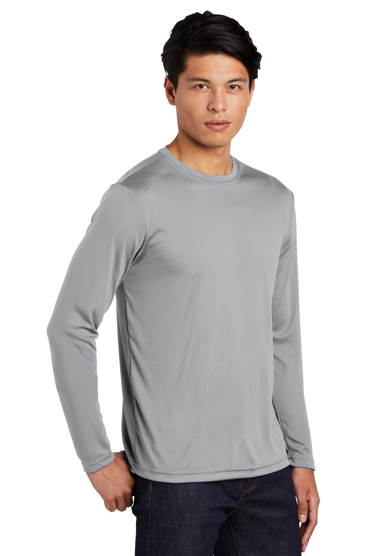 Silver Sport-Tek Tall Long Sleeve PosiCharge Competitor Tee. TST350LS