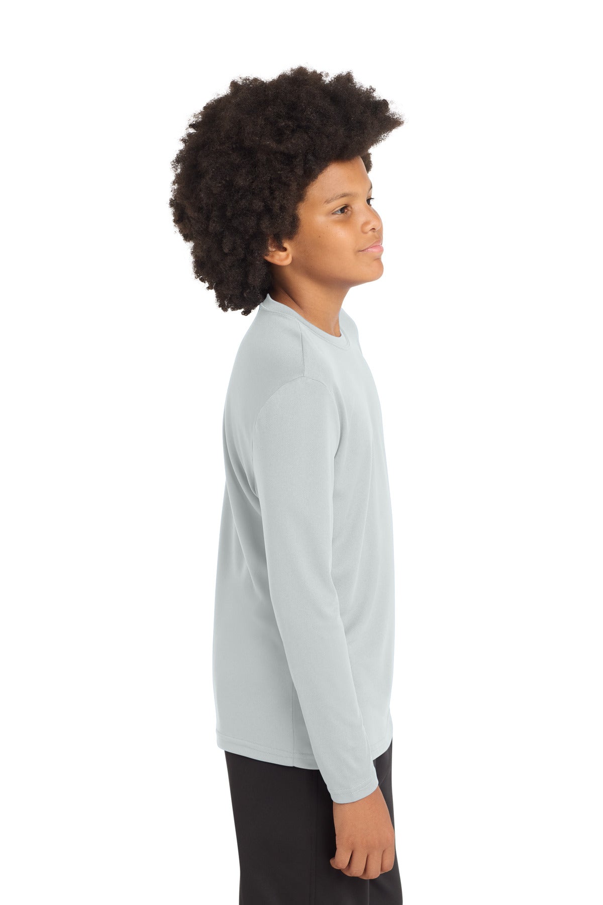 Silver Sport-Tek Youth Long Sleeve PosiCharge Competitor Tee. YST350LS