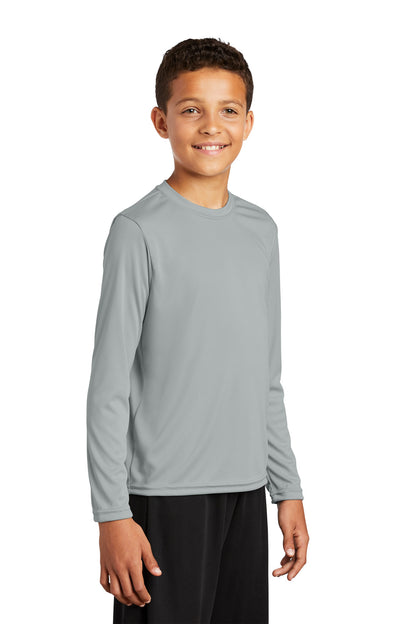 Silver Sport-Tek Youth Long Sleeve PosiCharge Competitor Tee. YST350LS