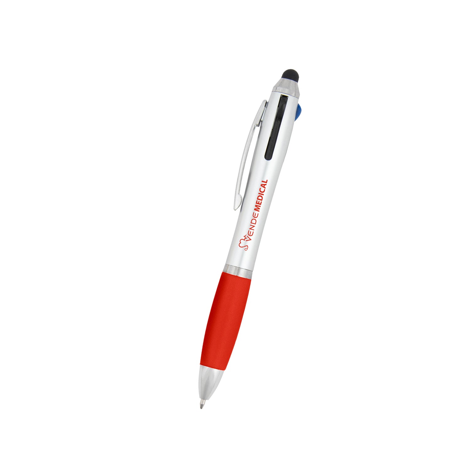 SILVER WITH RED 3-In-One Pen With Stylus  grouped