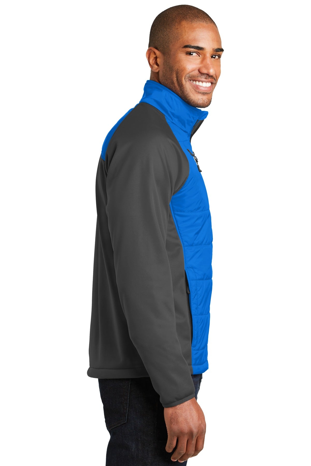 Skydvr Bl/GySt Port Authority Hybrid Soft Shell Jacket. J787