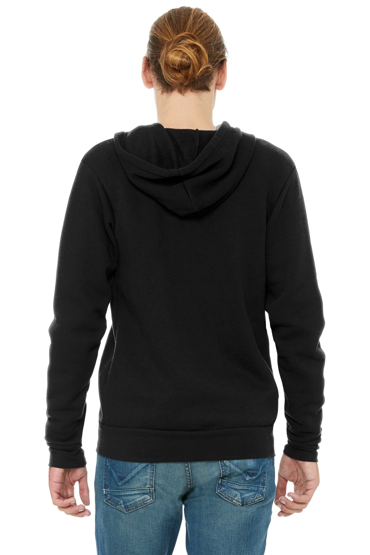 Sld Black TB BELLA+CANVAS Unisex Triblend Sponge Fleece Full-Zip Hoodie. BC3909