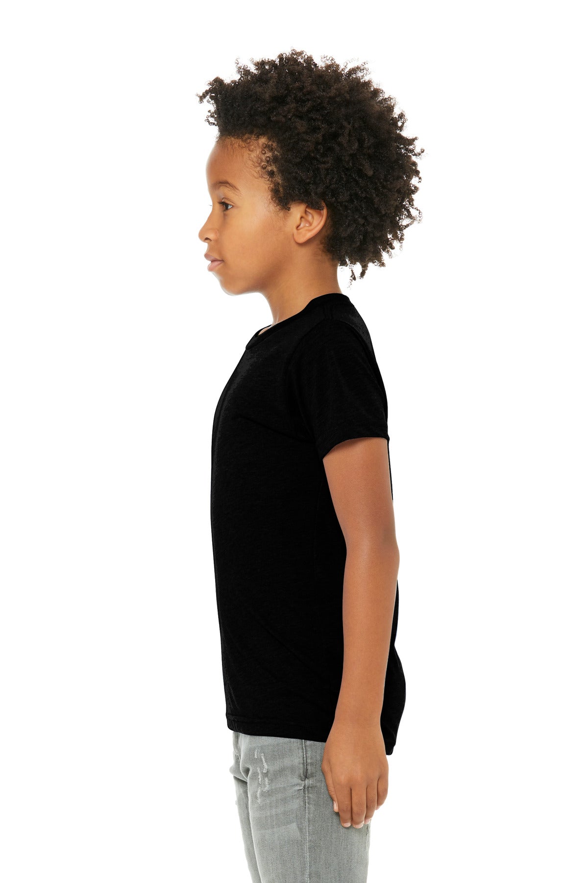 Sld Black TB BELLA+CANVAS Youth Triblend Short Sleeve Tee. BC3413Y