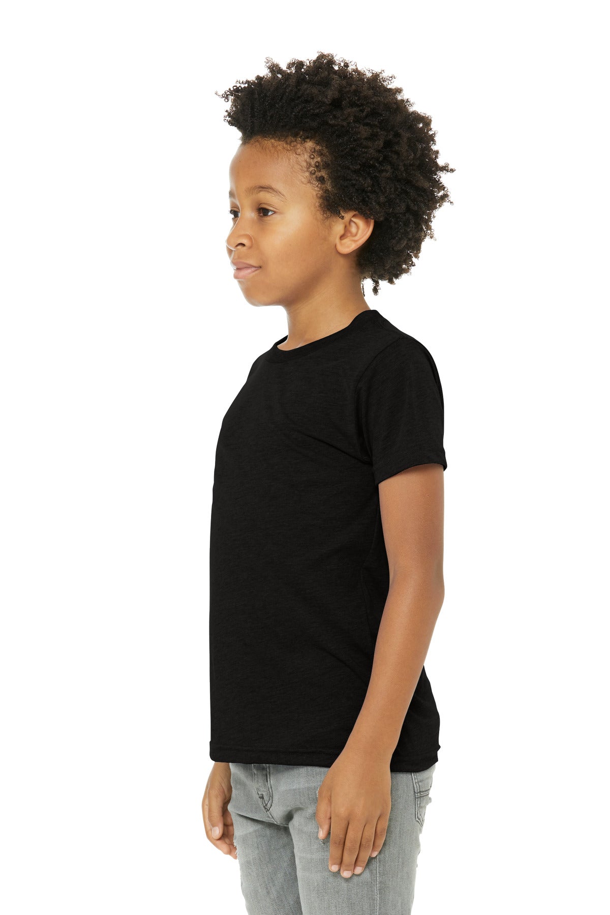 Sld Black TB BELLA+CANVAS Youth Triblend Short Sleeve Tee. BC3413Y