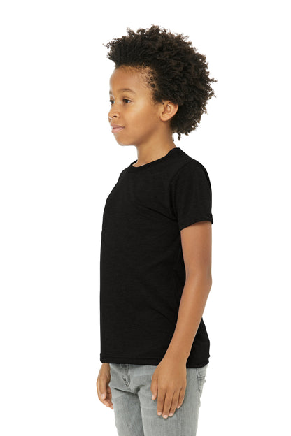 Sld Black TB BELLA+CANVAS Youth Triblend Short Sleeve Tee. BC3413Y