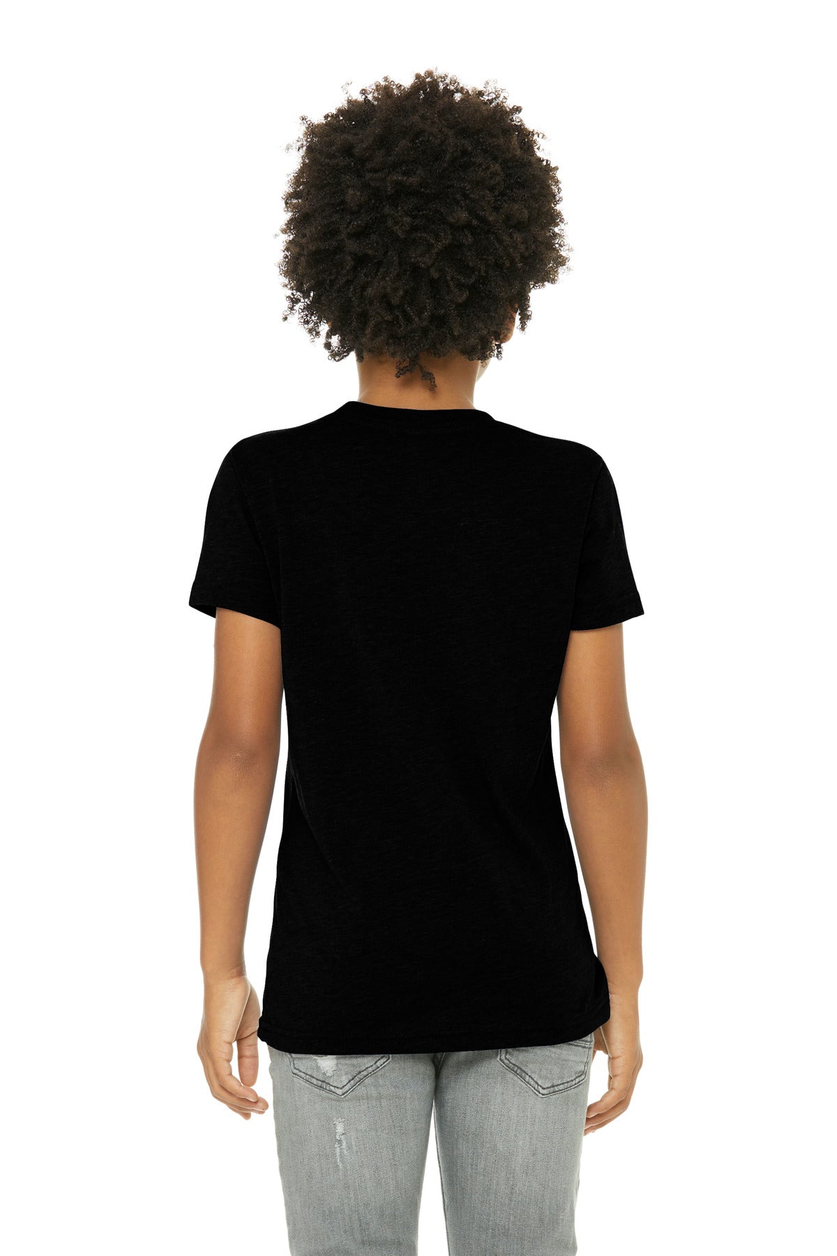 Sld Black TB BELLA+CANVAS Youth Triblend Short Sleeve Tee. BC3413Y