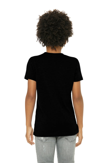 Sld Black TB BELLA+CANVAS Youth Triblend Short Sleeve Tee. BC3413Y