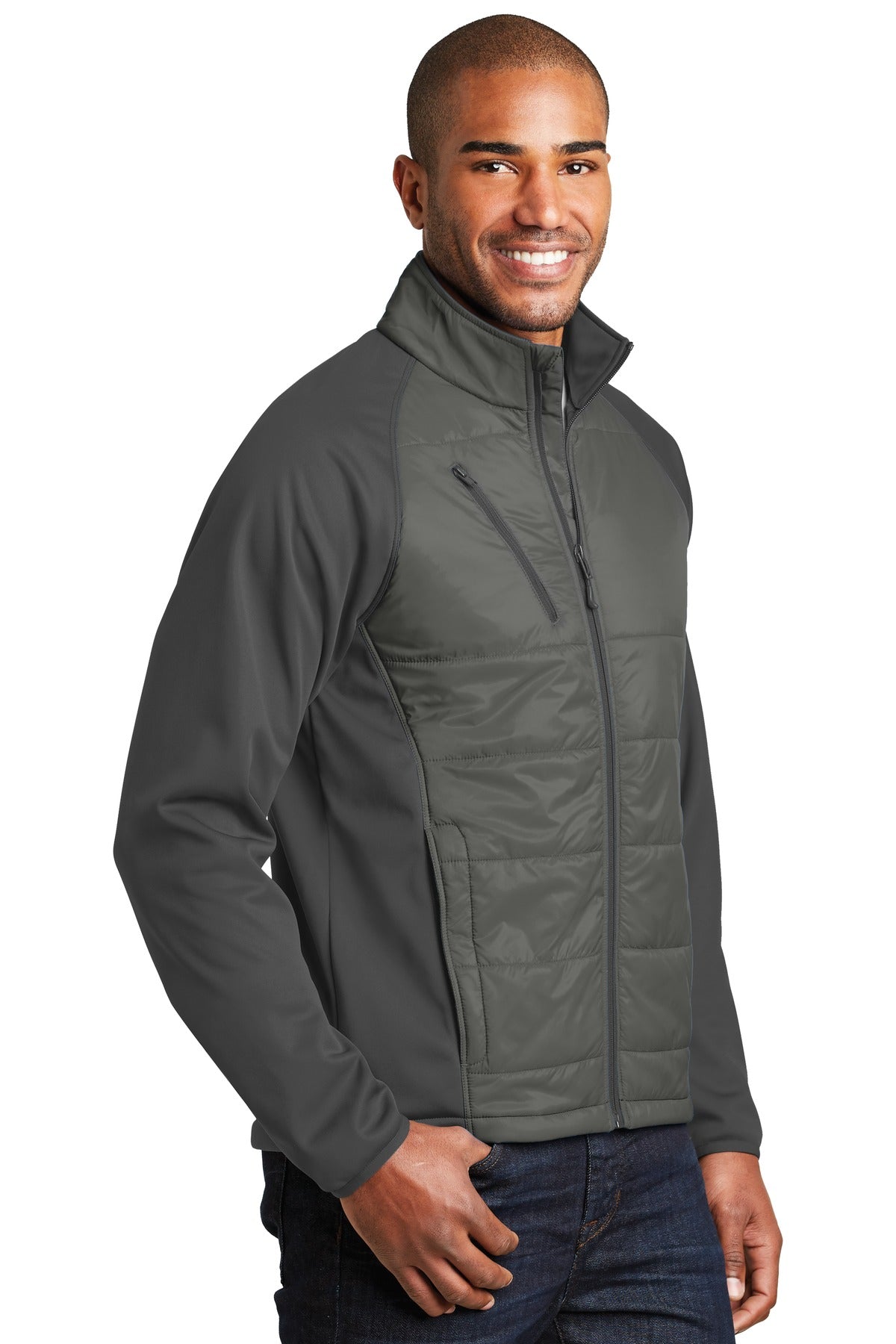 Smoke Gy/Gy St Port Authority Hybrid Soft Shell Jacket. J787