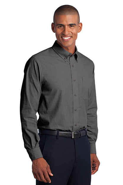 Soft Black Port Authority Crosshatch Easy Care Shirt. S640