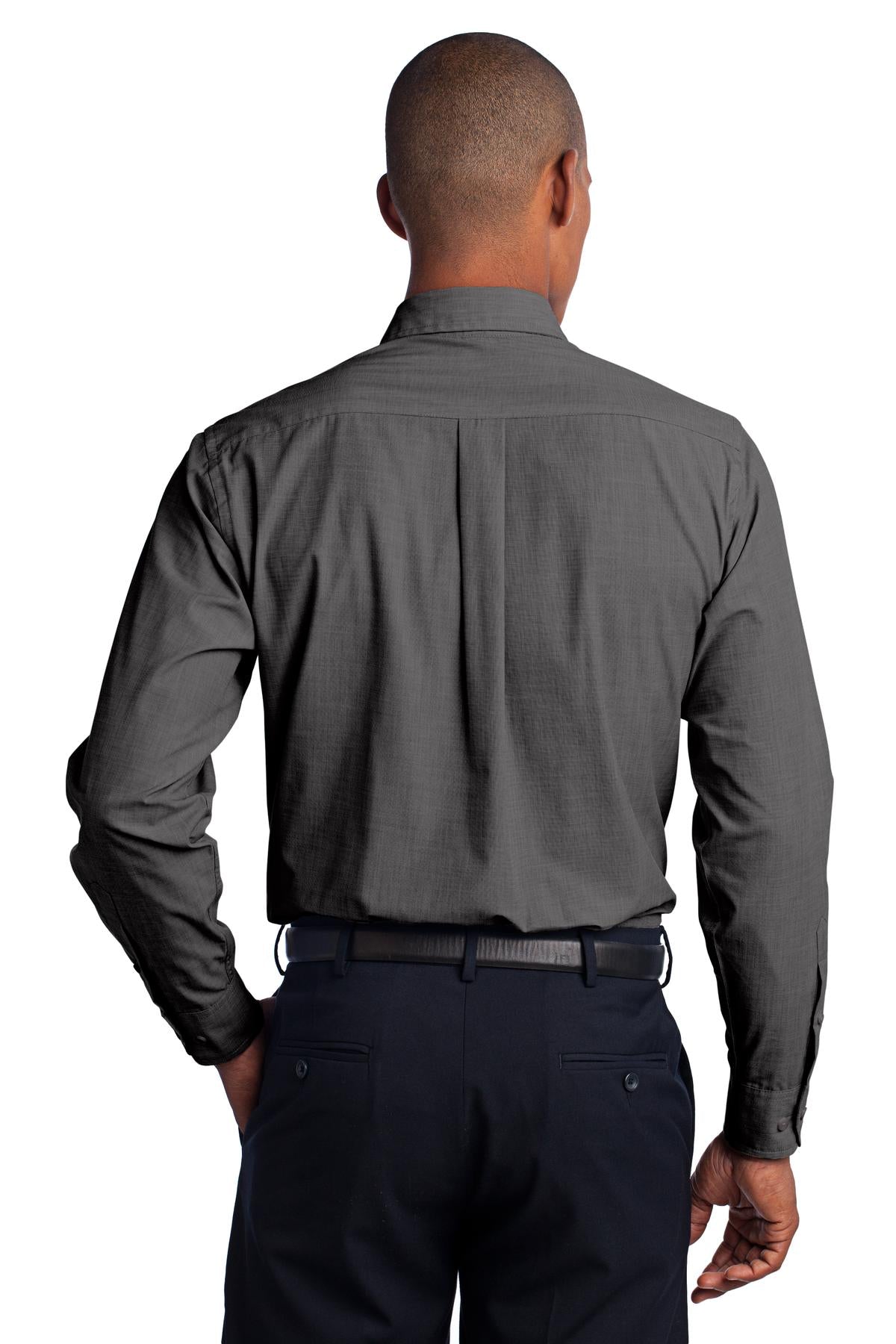Soft Black Port Authority Crosshatch Easy Care Shirt. S640