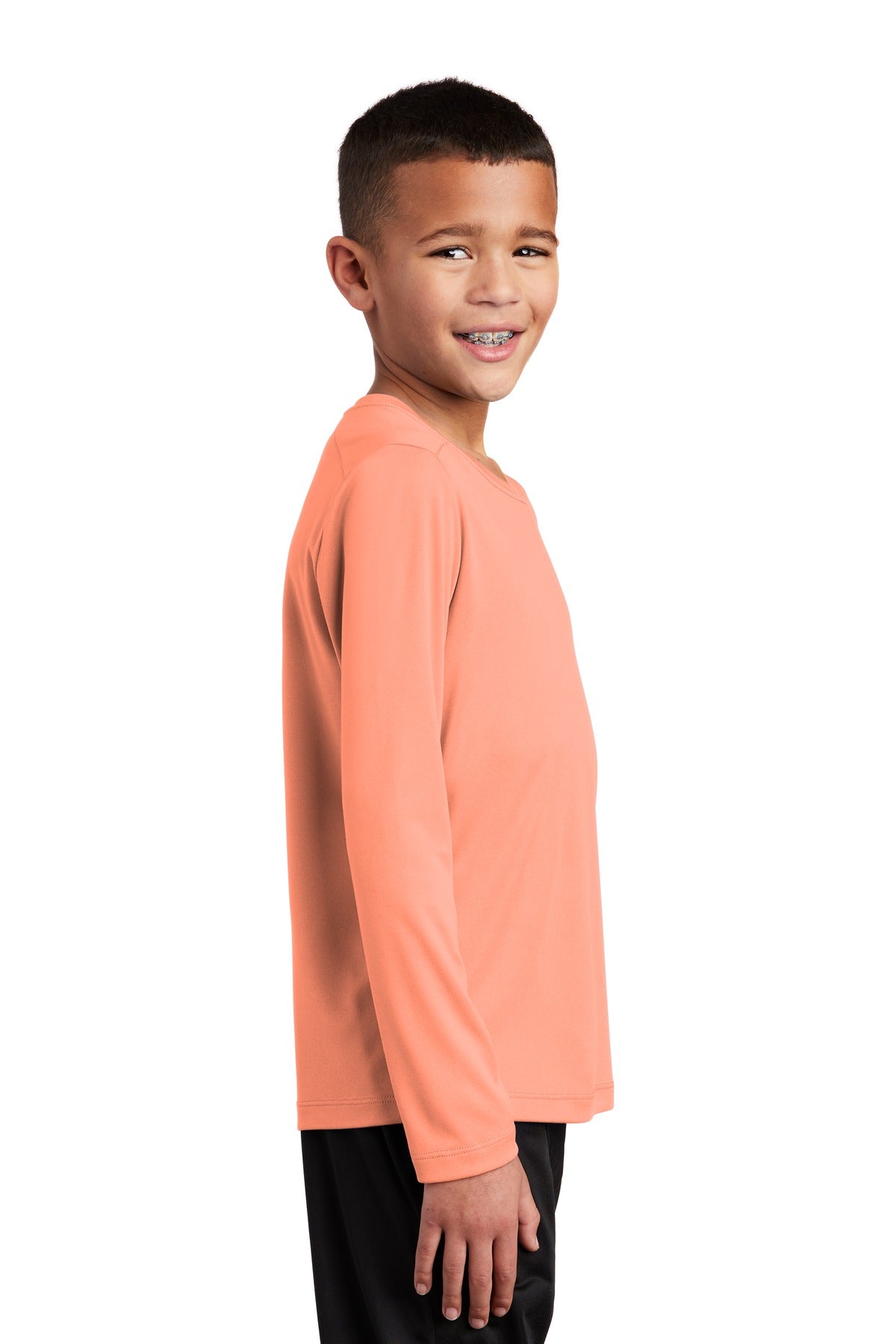 Soft Coral Sport-Tek Youth Posi-UV Pro Long Sleeve Tee. YST420LS