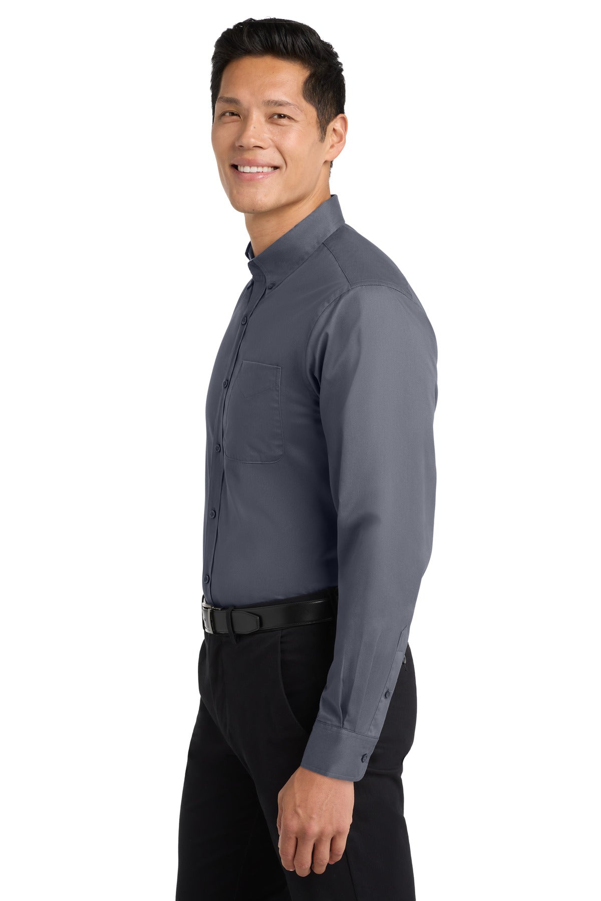 Steel Grey Port Authority Extended Size Long Sleeve Easy Care Shirt S608ES