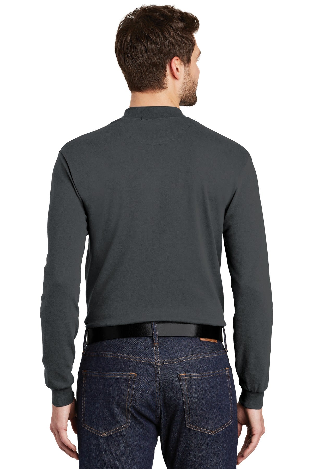 Steel Grey Port Authority Interlock Knit Mock Turtleneck. K321
