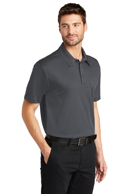 Steel Grey Port Authority Silk Touch Performance Pocket Polo. K540P