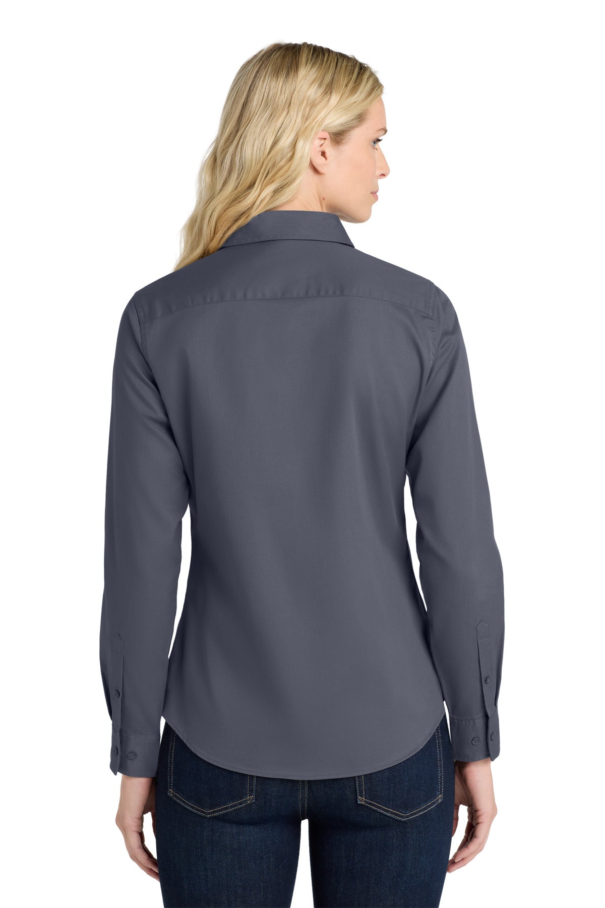 Steel Grey Port Authority Women's Long Sleeve Easy Care Shirt. L608