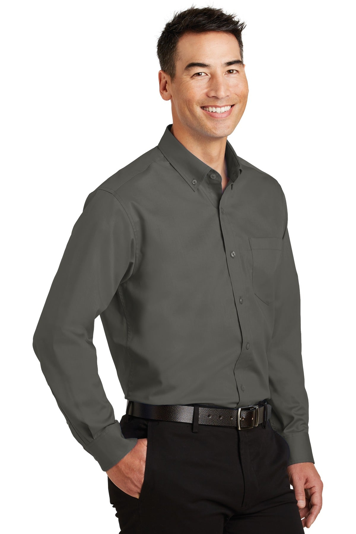 Sterling Grey Port Authority Tall SuperPro Twill Shirt. TS663