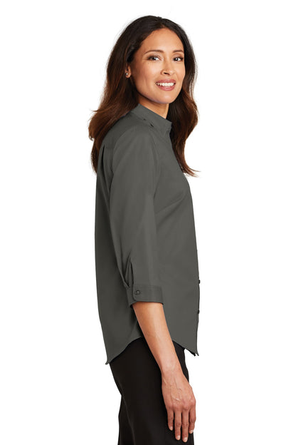Sterling Grey Port Authority Women's 3/4-Sleeve SuperPro Twill Shirt. L665
