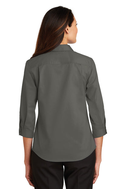 Sterling Grey Port Authority Women's 3/4-Sleeve SuperPro Twill Shirt. L665