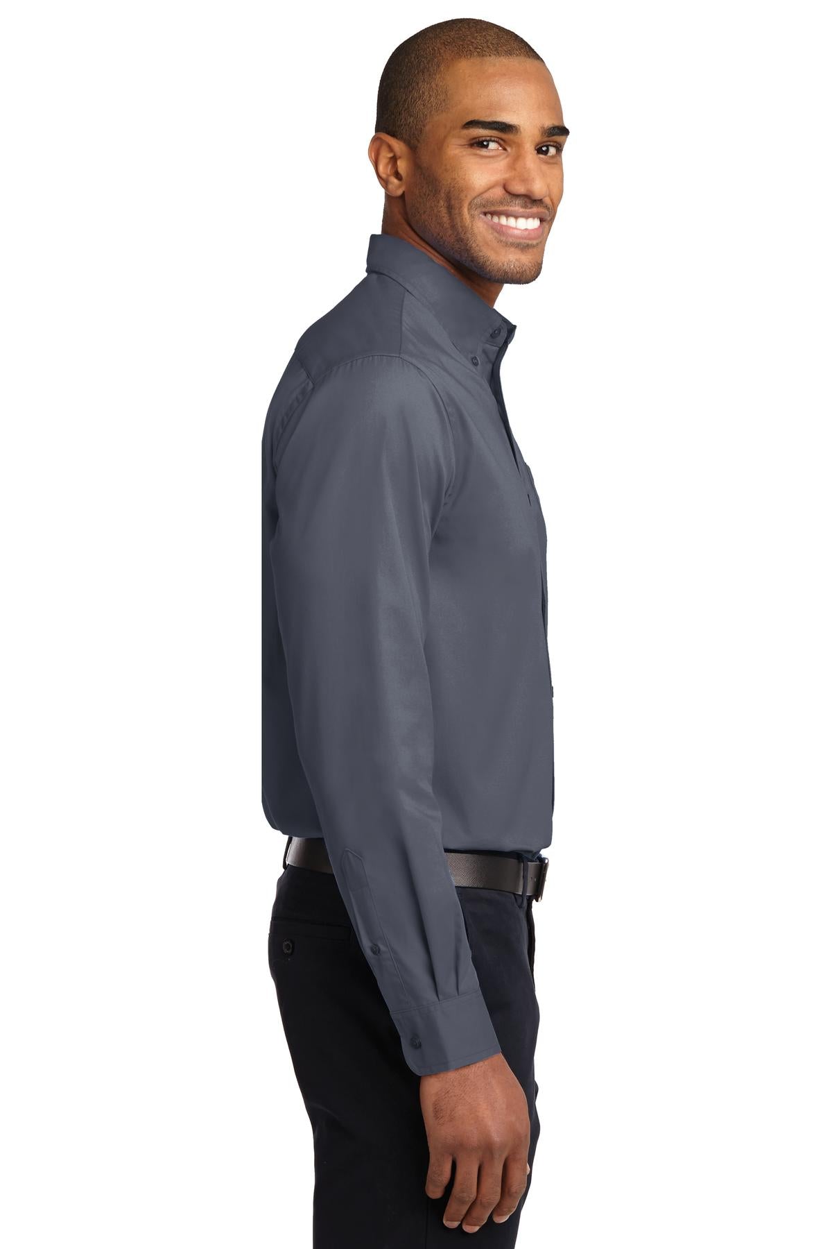 Stl Grey/Lt St Port Authority Tall Long Sleeve Easy Care Shirt. TLS608