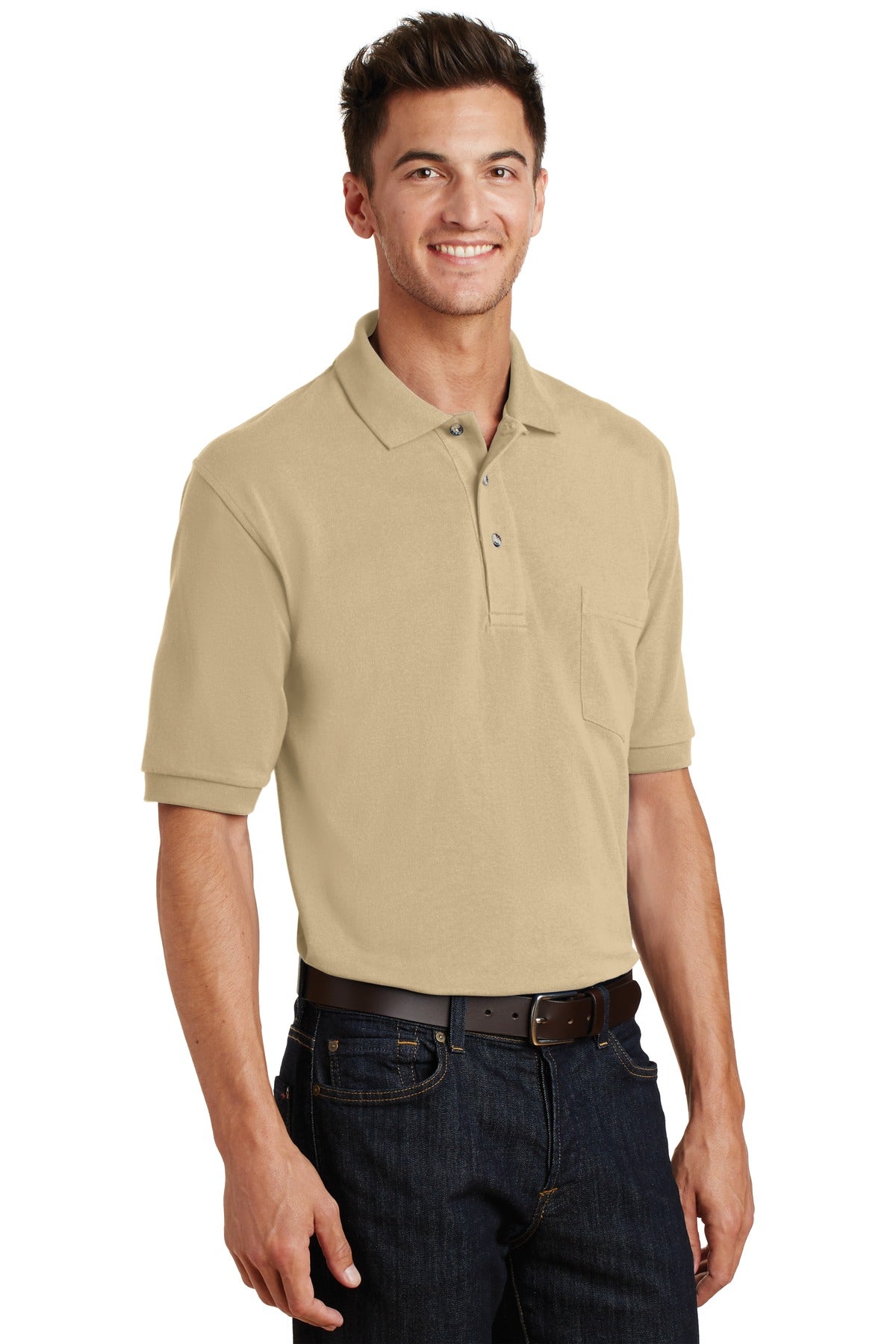 Stone Port Authority Heavyweight Cotton Pique Polo with Pocket. K420P