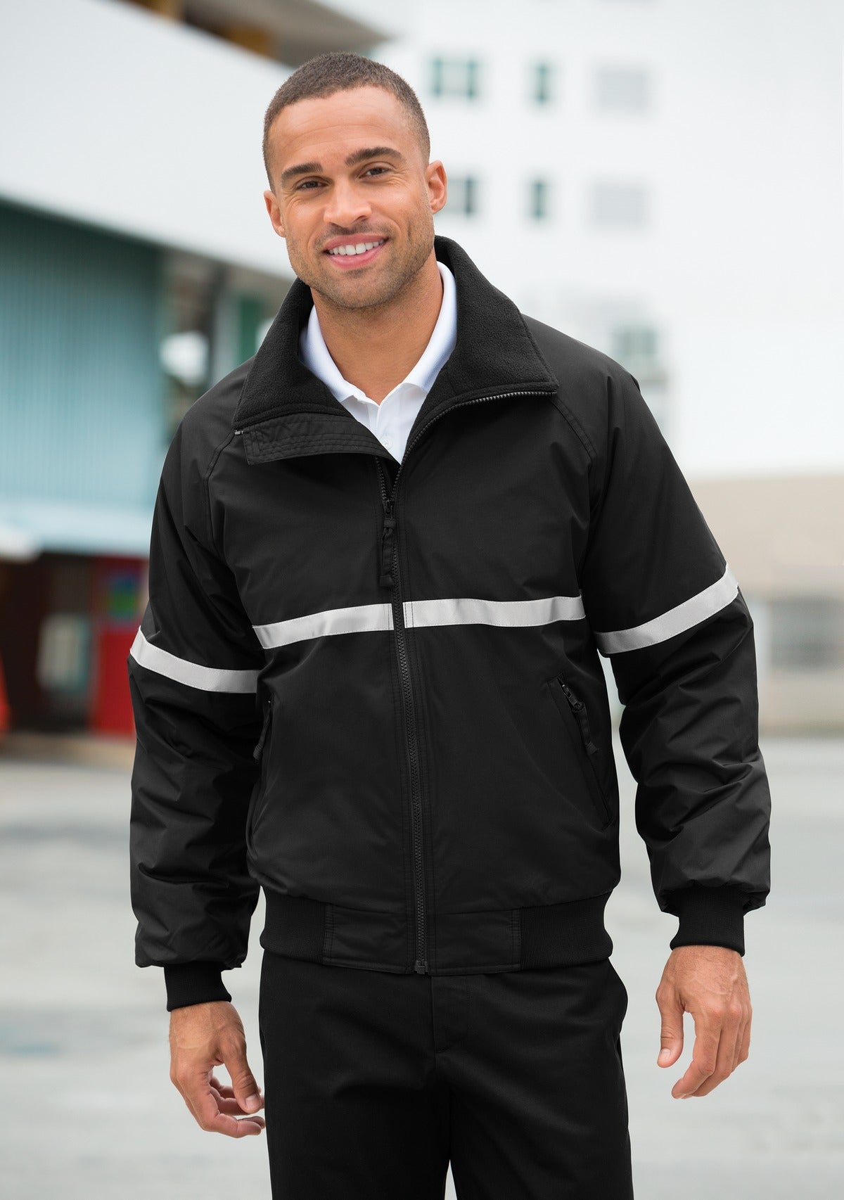 T Bk/T Bk/Refl Port Authority Challenger Jacket with Reflective Taping J754R