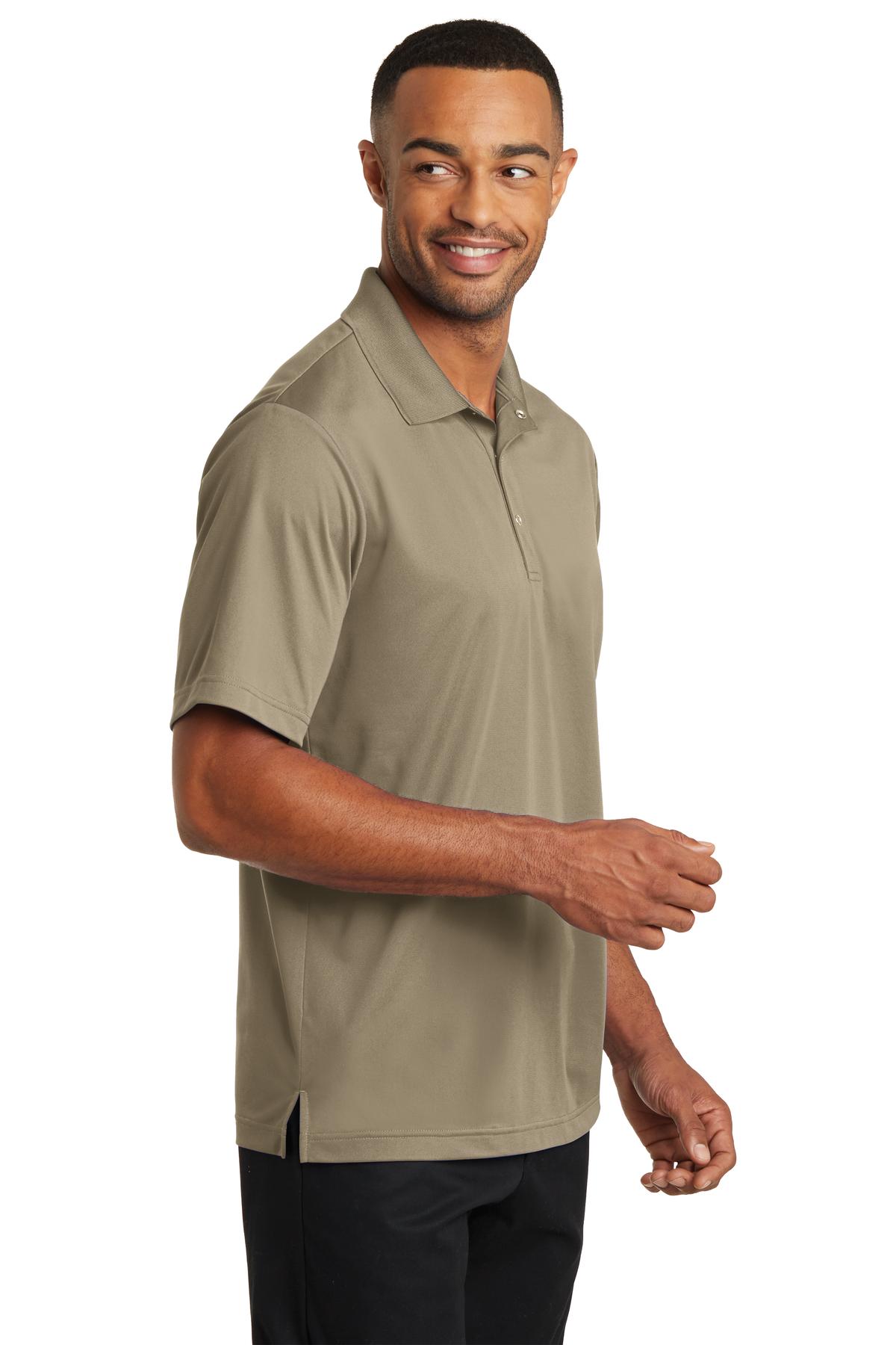 Tan CornerStone Micropique Gripper Polo. CS421