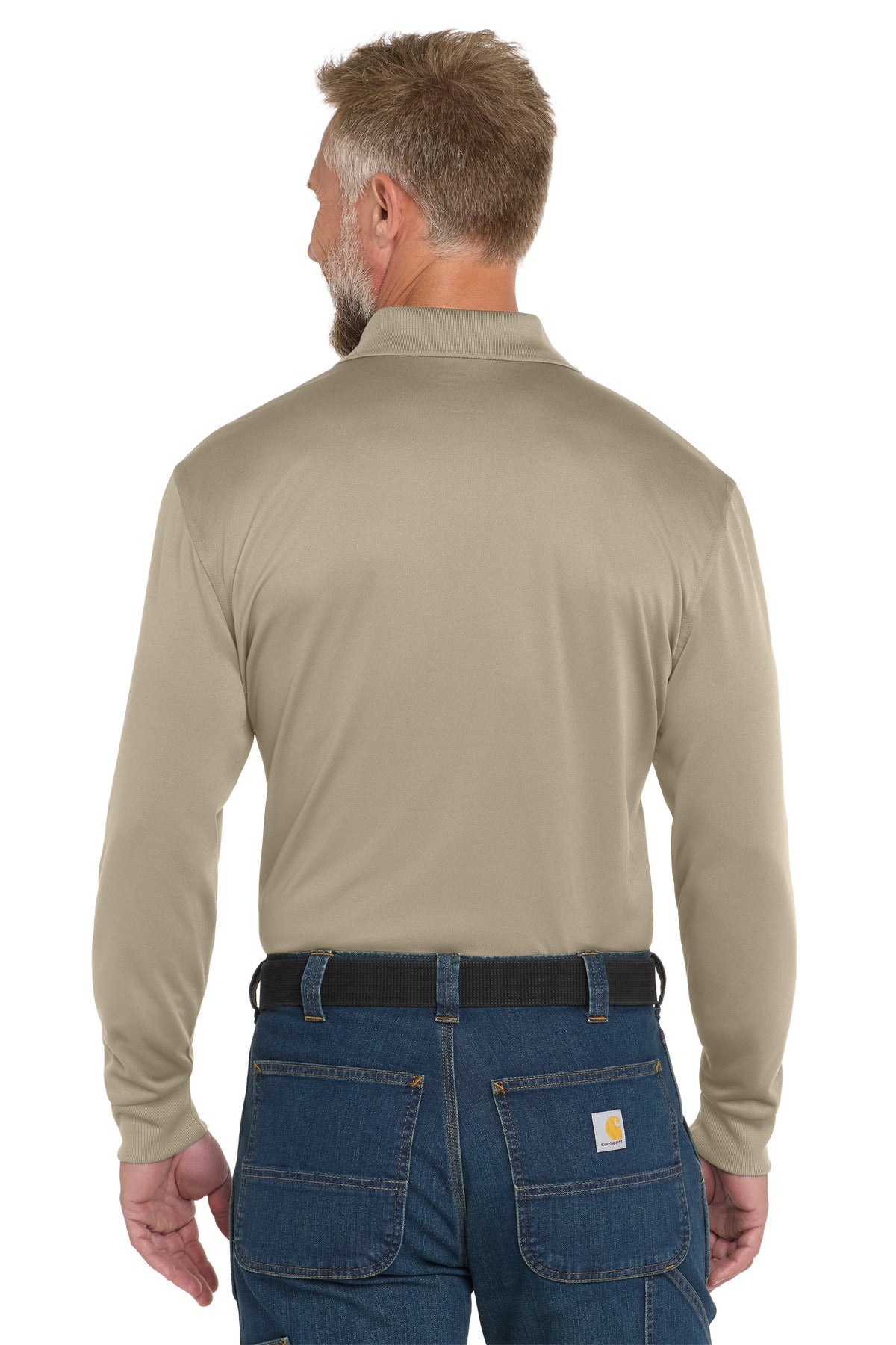 Tan CornerStone Select Snag-Proof Long Sleeve Polo. CS412LS