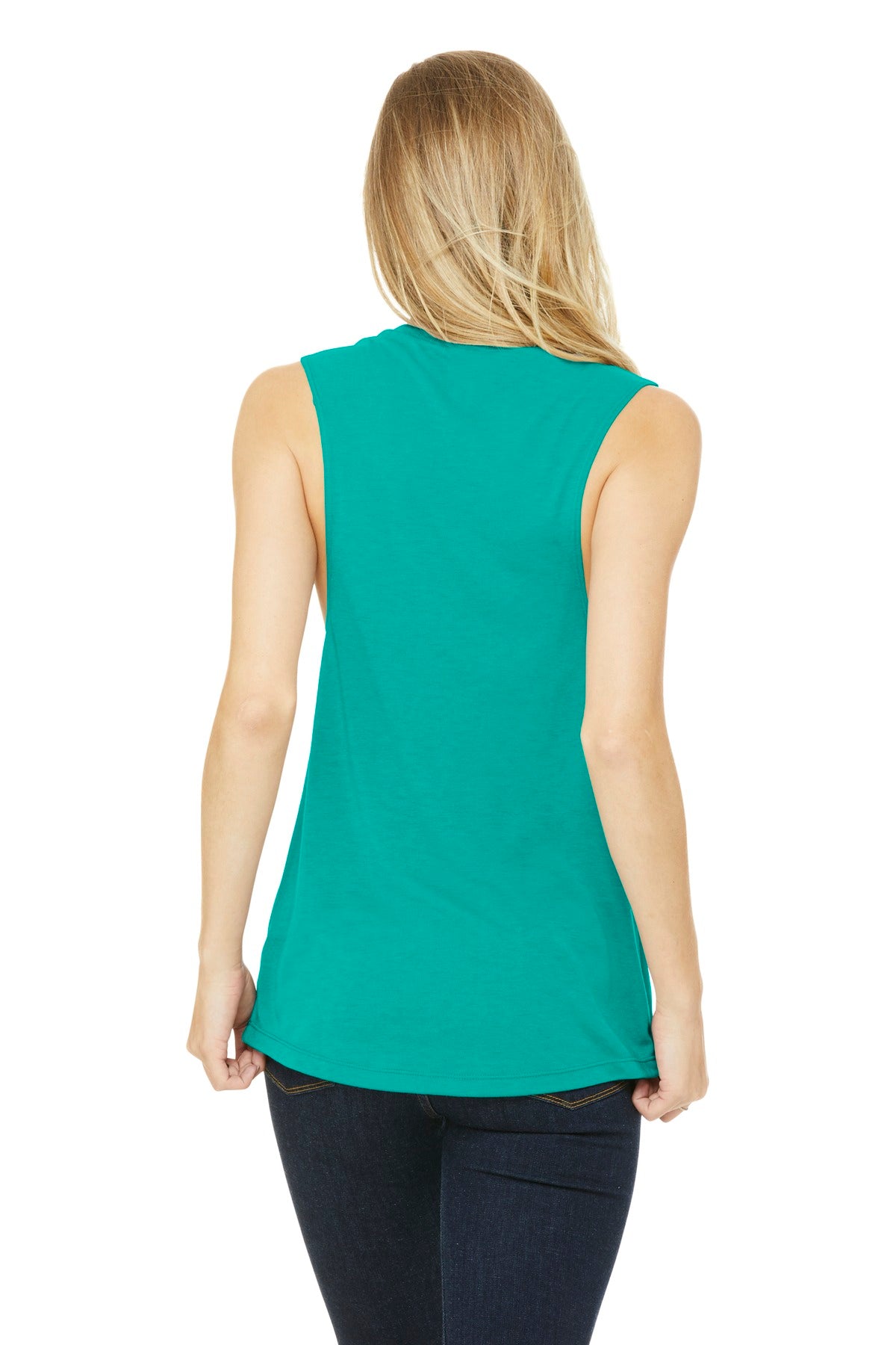 Teal BELLA+CANVAS Women's Flowy Scoop Muscle Tank. BC8803