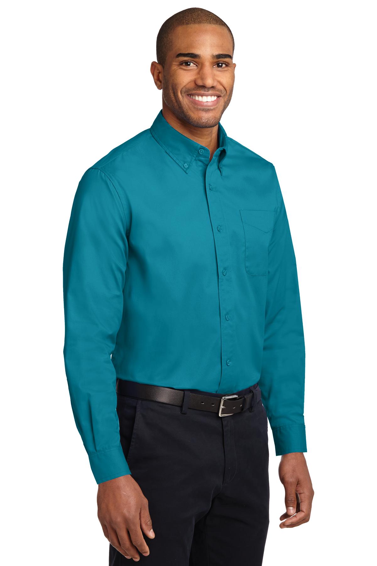 Teal Green Port Authority Extended Size Long Sleeve Easy Care Shirt S608ES